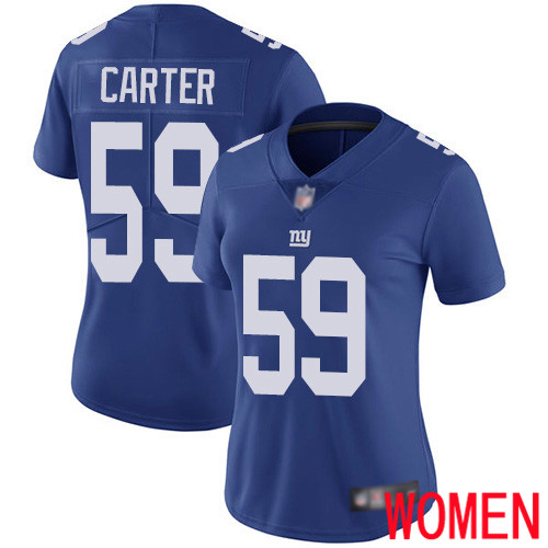 Women New York Giants 59 Lorenzo Carter Royal Blue Team Color Vapor Untouchable Limited Player Football NFL Jersey